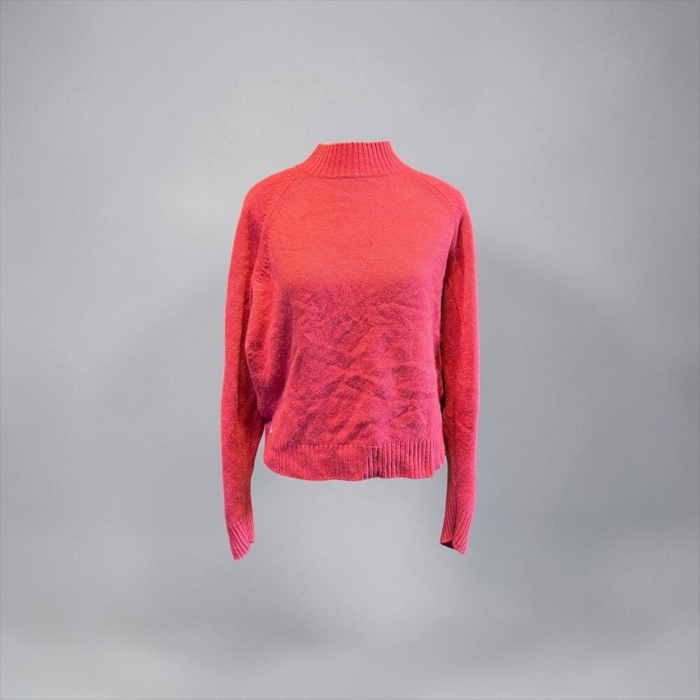 Lafayette 148 New York Coral Pink 100% Cashmere Mock Neck Sweater Size S